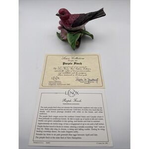 Lenox Fine Porcelain PURPLE FINCH From The Garden Birds Collection 1991 W/COA